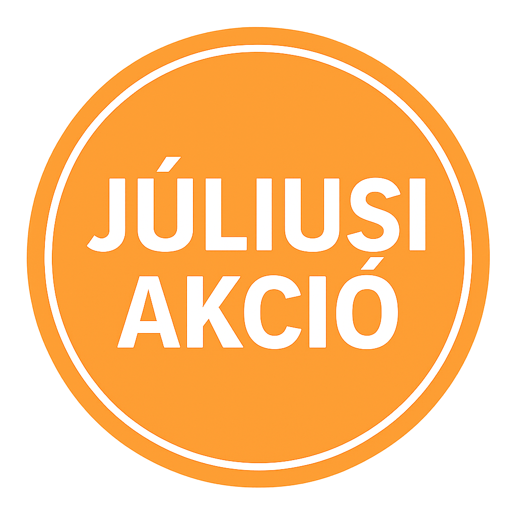 Narancssárga kör alakú pecsét fehér „JÚLIUSI AKCIÓ” felirattal, műfű akcióhoz, átlátszó háttérrel